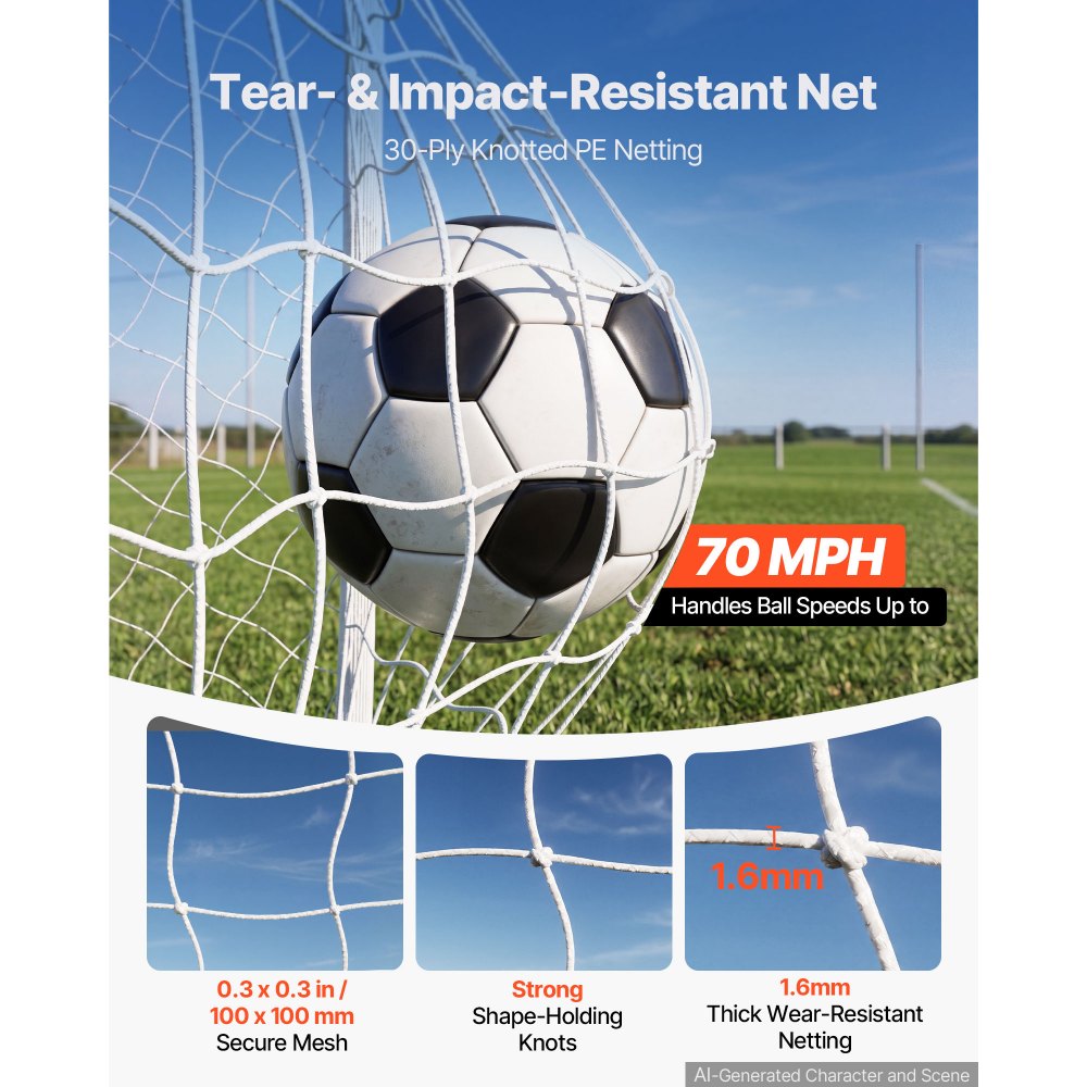 VEVOR Soccer Goal 8 x 6 FT PVC Soccer Goal for Backyard with PE Net, Portable Weatherproof Set, with High-Strength PE Net, Target, Cones, for Youth Kids & Adults Outdoor Backyard Practice Training