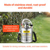 1 Gallon Stainless Steel Sprayer, 12" Wand & 3FT Reinforced Hose, Hand Pump Sprayer with Pressure Gauge, Safety Valve & Adjustable Nozzle, Garden Weed Sprayer for Lawn, Gardening, Sanitizing