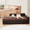 VEVOR Pet Sofa, Dog Couch for Large-Sized Dogs and Cats, Soft Leather Dog Sofa Bed, 110 lbs Loading Cat Sofa, Brown