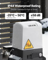 IP44 waterproof rating and operating temperature range shown on gate opener
