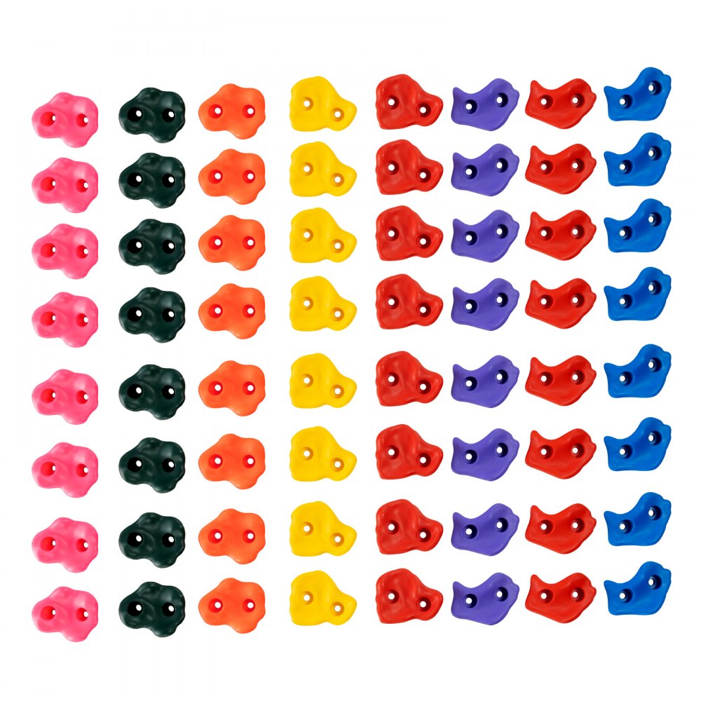 VEVOR 72 Rock Climbing Holds, Multi-Size and Multi-Colored Climbing Rocks for Kids and Adults, Rock Wall Holds with Mounting Hardware, Climbing Wall Grips for Indoor and Outdoor Playground Play Set