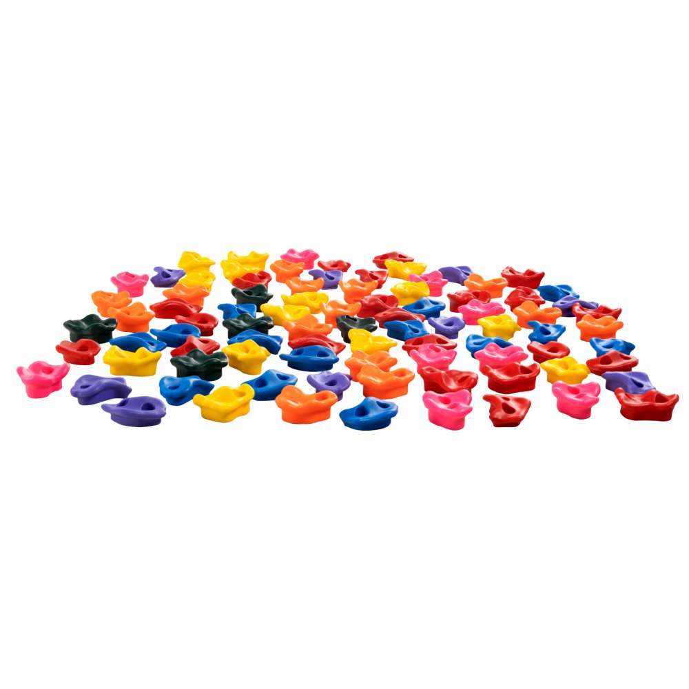 VEVOR 72 Rock Climbing Holds, Multi-Size and Multi-Colored Climbing Rocks for Kids and Adults, Rock Wall Holds with Mounting Hardware, Climbing Wall Grips for Indoor and Outdoor Playground Play Set