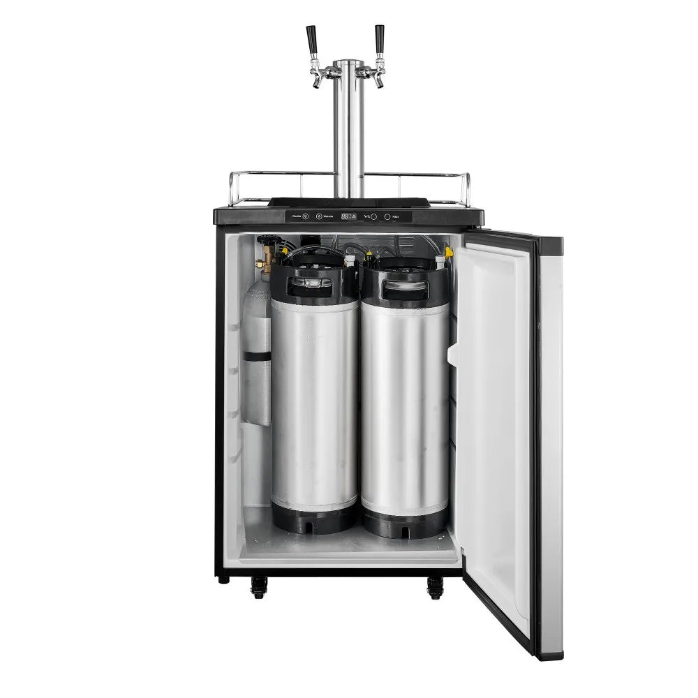 VEVOR Beer Kegerator, Dual Tap Home Draft Beer Dispenser for Ball Lock, Full Size Keg Refrigerator with 5lbs CO2 Tank, Hold 2 Sixth / 2 Slim / 3 Ball lock keg, 162L