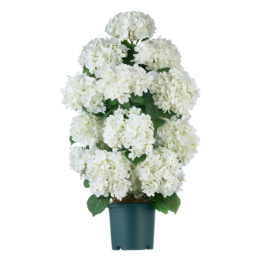VEVOR Artificial Potted Hydrangeas 30 in 2-Pack Fake Flower Plants White, for Porch, Patio, Entryway, & Home Decor, Indoor & Outdoor Use, Silk and PE Blooms in Pots, Ready to Display Faux Plants