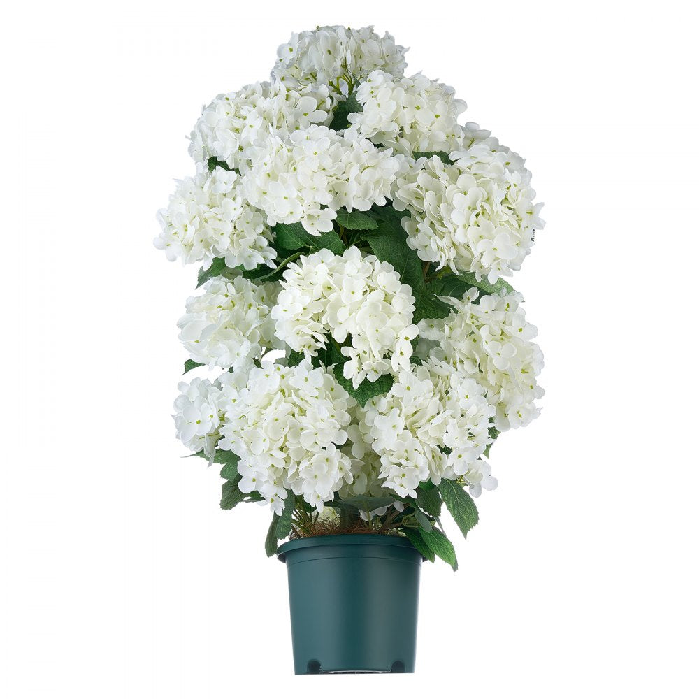 VEVOR Artificial Potted Hydrangeas 30 in 2-Pack Fake Flower Plants White, for Porch, Patio, Entryway, & Home Decor, Indoor & Outdoor Use, Silk and PE Blooms in Pots, Ready to Display Faux Plants