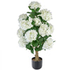 VEVOR Artificial Potted Hydrangeas 35 in 2-Pack Fake Flower Plants White, for Porch, Patio, Entryway, & Home Decor, Indoor & Outdoor Use, Silk and PE Blooms in Pots, Ready to Display Faux Plants