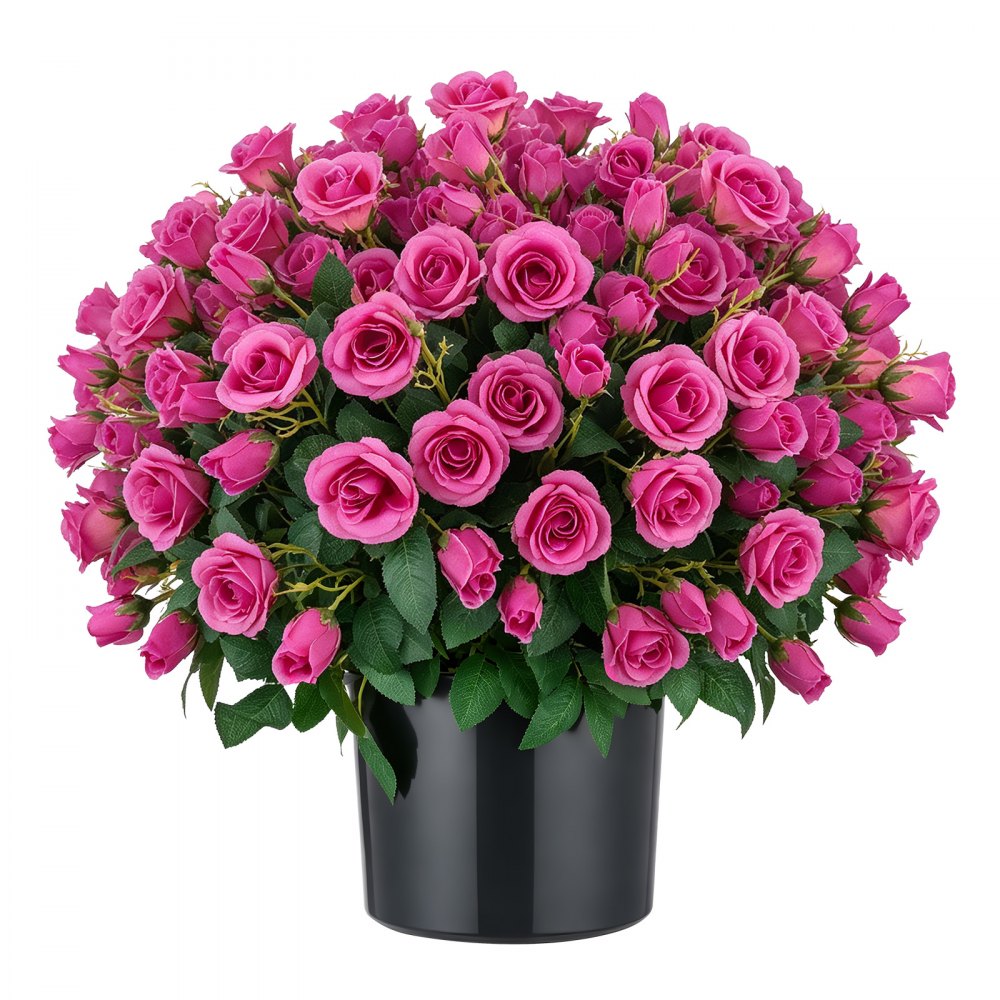 VEVOR Artificial Potted Flowers 18 in 2-Pack Fake Flower Plants Rose Red, for Porch, Patio, Entryway, & Home Decor, Indoor & Outdoor Use, Silk and PE Blooms in Pots, Ready to Display Faux Plants