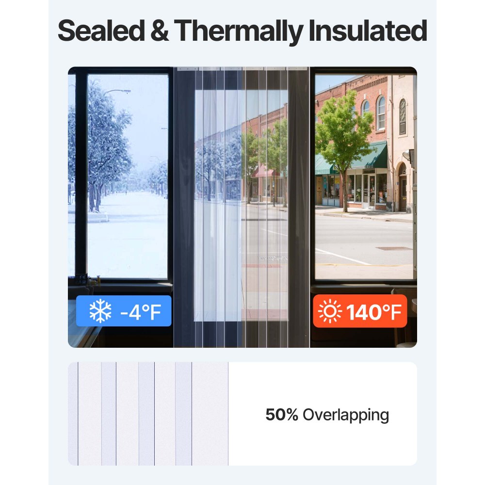 VEVOR Strip Curtain, 84" Height x 38" Width, 0.08" Thickness, 6PCS Clear PVC Strip Door Curtain, Freezer Curtain, Plastic Door Strips for Walk in Freezers, Coolers & Warehouse Doors, with 50% Overlap