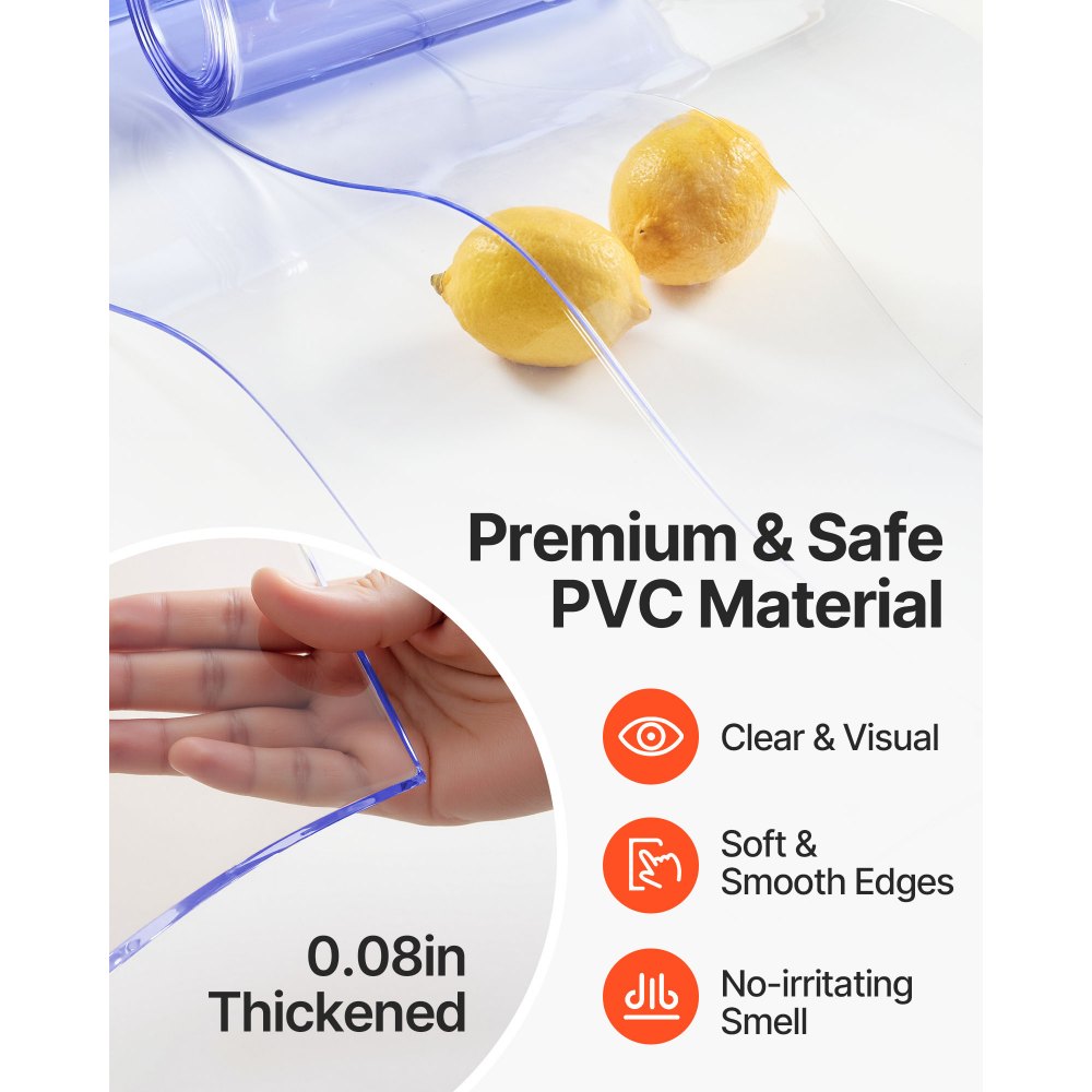 VEVOR Strip Curtain, 84" Height x 38" Width, 0.08" Thickness, 6PCS Clear PVC Strip Door Curtain, Freezer Curtain, Plastic Door Strips for Walk in Freezers, Coolers & Warehouse Doors, with 50% Overlap