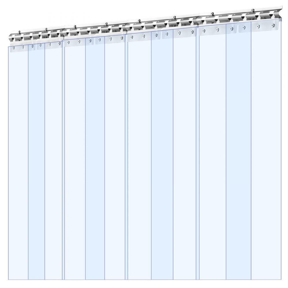 VEVOR Clear PVC Strip Curtain, 96 in Height x 48 in Width x 0.08 in Thickness, 8 PCS Walk in Freezer Cooler Curtain Strips, Smooth Waterproof Plastic Door Strips for Warehouse, Freezer, Garage Doors