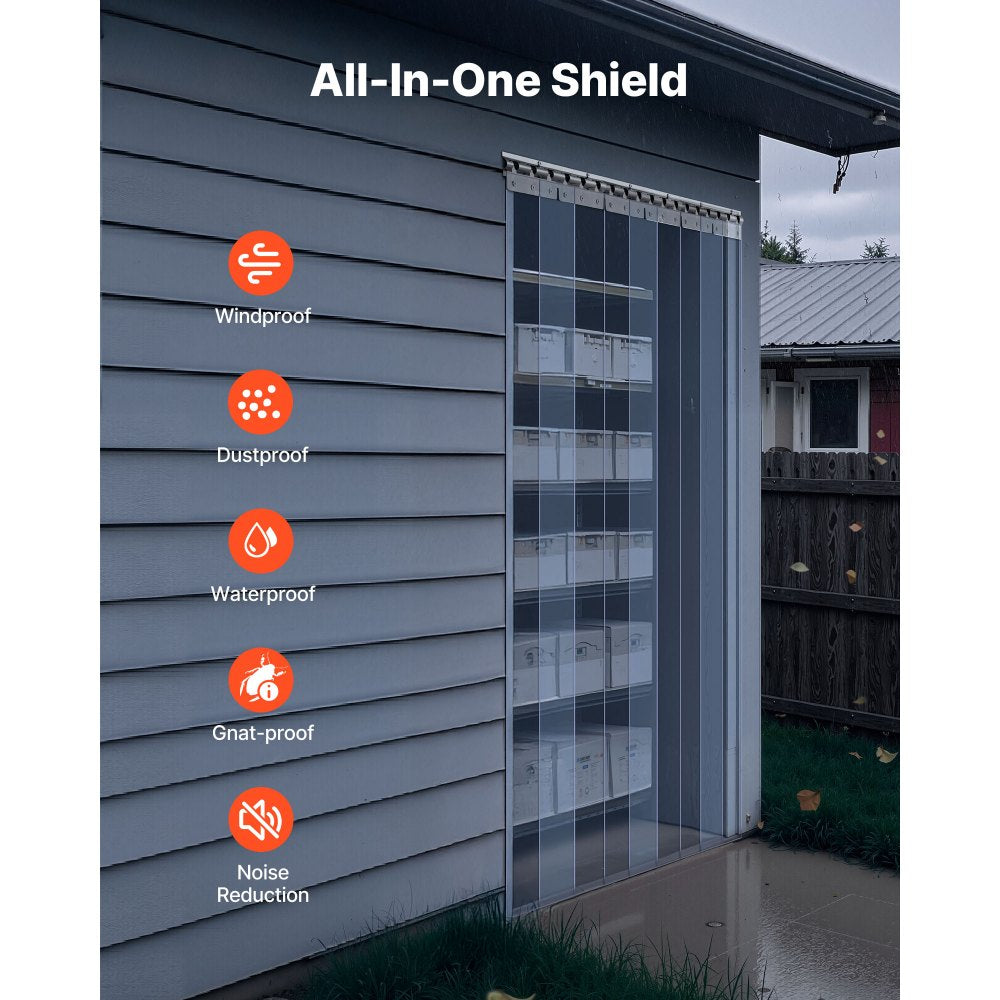 VEVOR Clear PVC Strip Curtain, 84 in Height x 38 in Width x 0.08 in Thickness, 6 PCS Walk in Freezer Cooler Curtain Strips, Thermal Insulating Plastic Door Strips for Warehouse, Freezer, Garage Doors