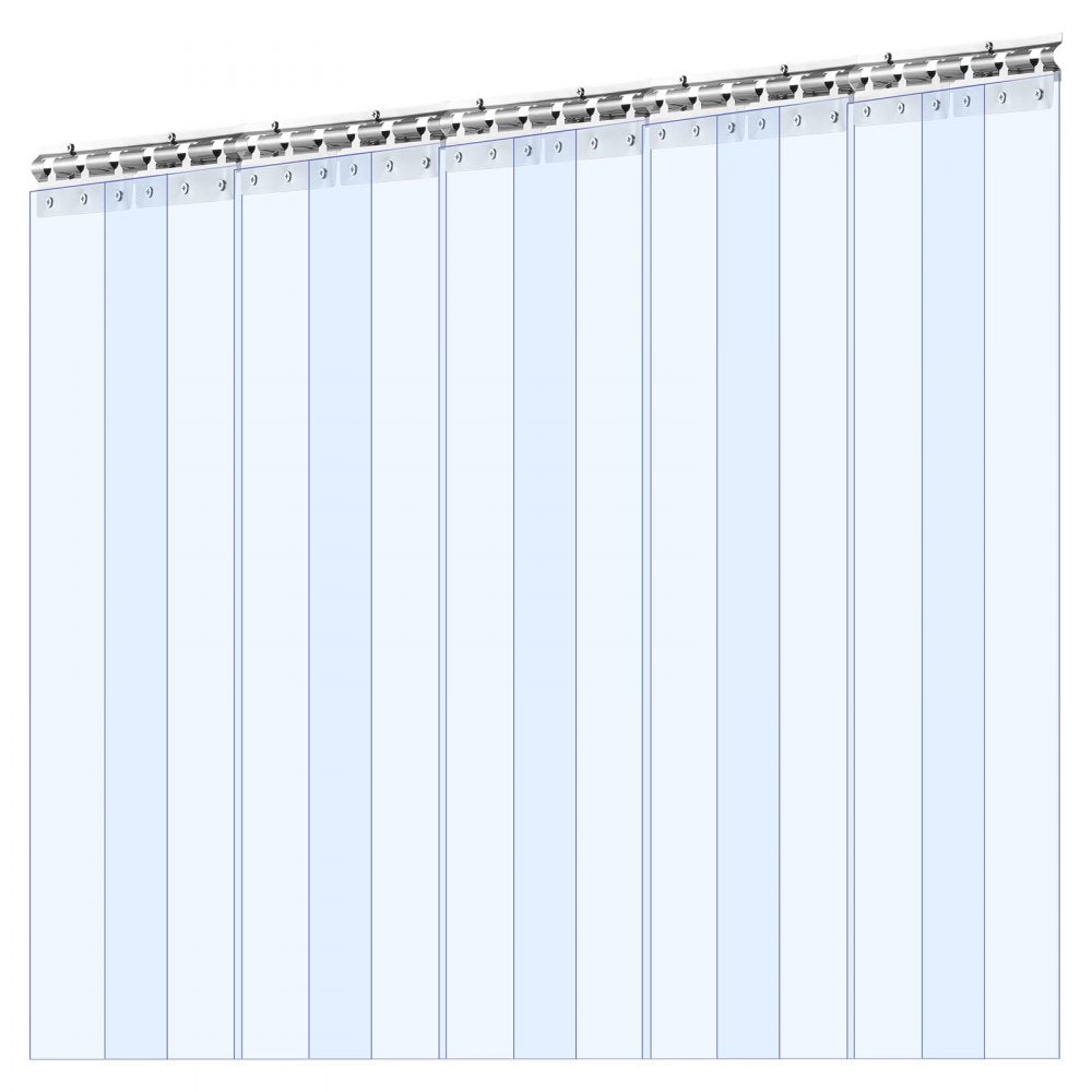 VEVOR Clear PVC Strip Curtain, 96 in Height x 60 in Width x 0.08 in Thickness, 10 PCS Walk in Freezer Cooler Curtain Strips, Smooth Waterproof Plastic Door Strips for Warehouse, Freezer, Garage Doors