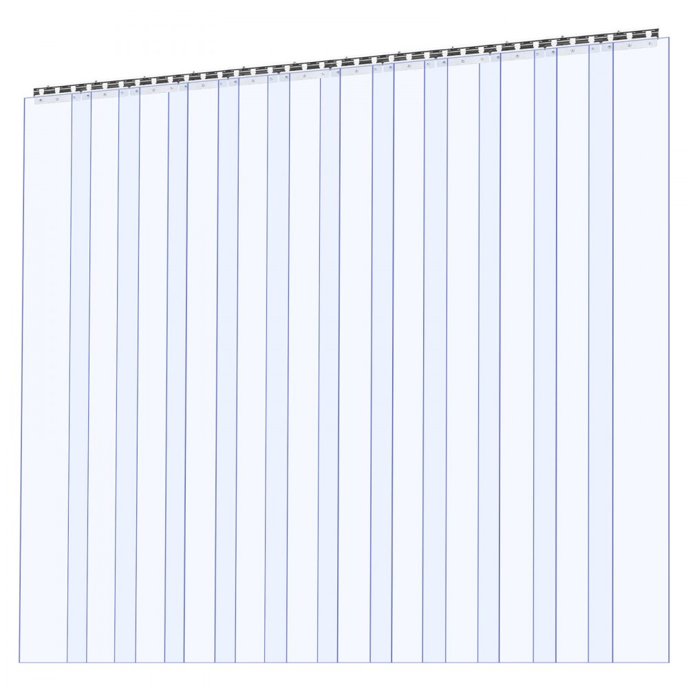 VEVOR Clear PVC Strip Curtain, 96 in Height x 84 in Width x 0.08 in Thickness, 14 PCS Walk in Freezer Cooler Curtain Strips, Smooth Waterproof Plastic Door Strips for Warehouse, Freezer, Garage Doors
