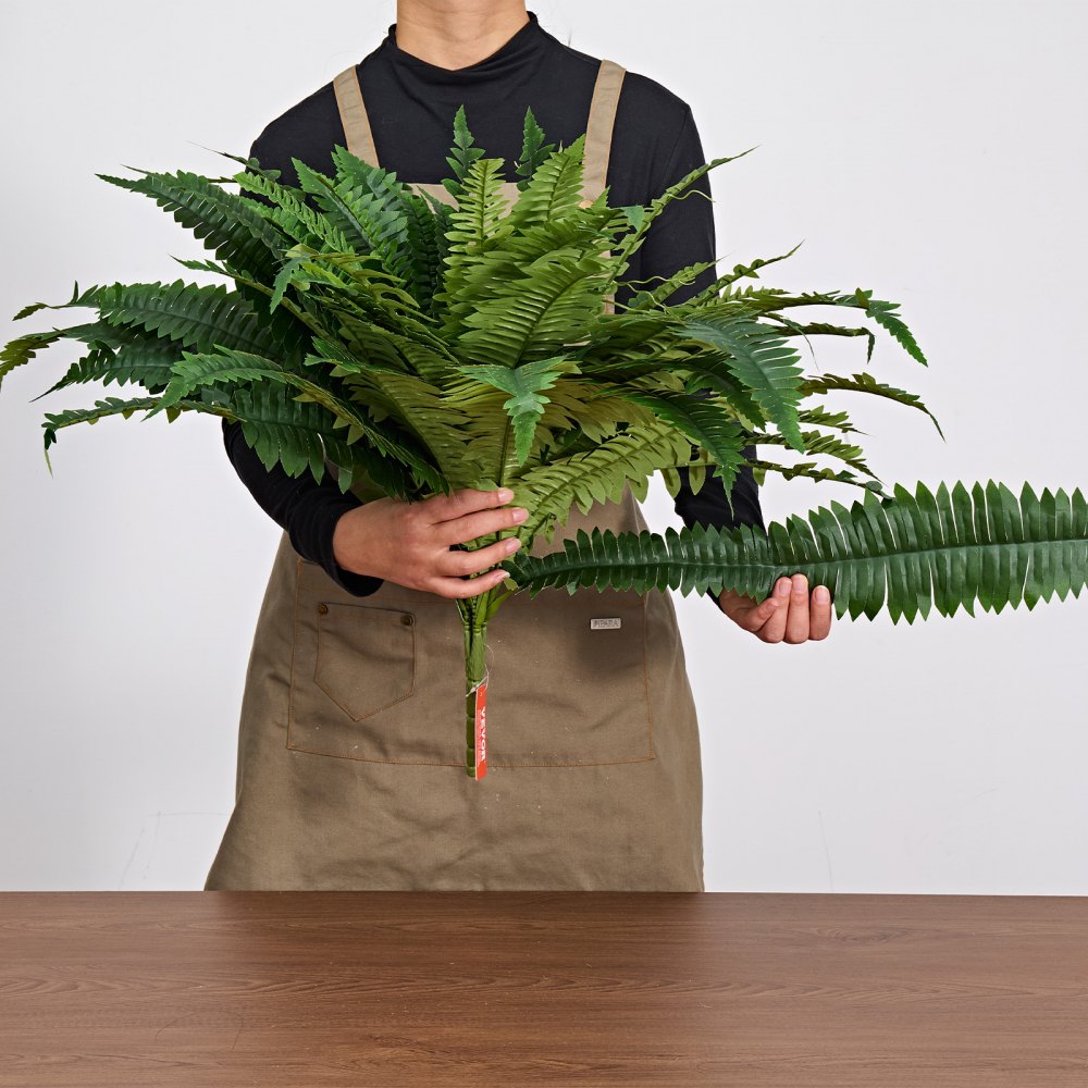 VEVOR Artificial Ferns, 45 Inch Fake Boston Fern Bush Plant with 63 Fronds, Faux Greenery for Indoor/Outdoor Decor, Silk & LDPE, Suitable for Home Porch Garden Office Living Room Planter, Set of 2