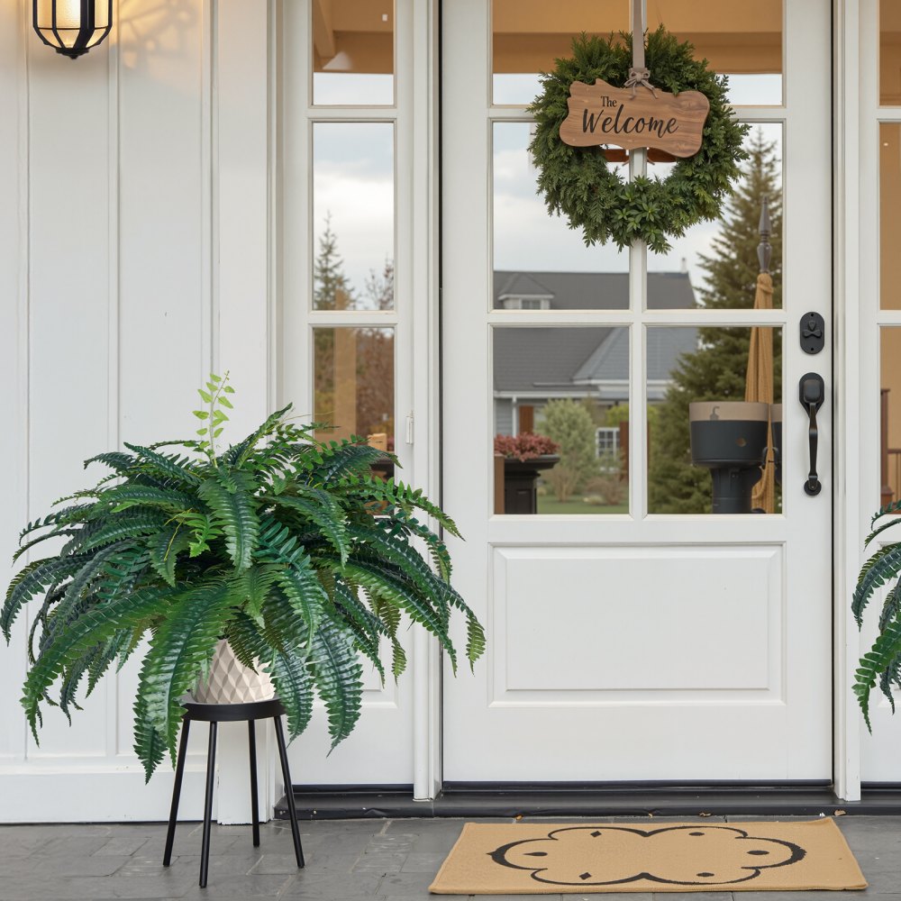 VEVOR Artificial Ferns, Natural Spread Diameter 43-47 Inch, Large Hanging Artificial Boston Ferns, Fake Plant Wall Decor with 88 Branches, Faux Fern for Home Office and Outdoor (Flowerpot Unincluded)