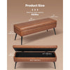 VEVOR Leather Storage Ottoman Bench, PU Leather Bench with Storage and Metal Legs, Upholstered Shoe Benches Seat for Entryway, Modern End of Bed Benches for Living Room, Dining Room, Hallway, Brown