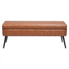 VEVOR Leather Storage Ottoman Bench, PU Leather Bench with Storage and Metal Legs, Upholstered Shoe Benches Seat for Entryway, Modern End of Bed Benches for Living Room, Dining Room, Hallway, Brown
