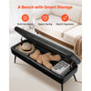 VEVOR Leather Storage Ottoman Bench, PU Leather Bench with Storage and Metal Legs, Modern Shoe Benches Seat for Entryway, Upholstered End of Bed Benches for Living Room, Dining Room, Hallway, Black