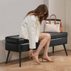 VEVOR Leather Storage Ottoman Bench, PU Leather Bench with Storage and Metal Legs, Modern Shoe Benches Seat for Entryway, Upholstered End of Bed Benches for Living Room, Dining Room, Hallway, Black