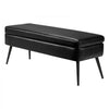VEVOR Leather Storage Ottoman Bench, PU Leather Bench with Storage and Metal Legs, Modern Shoe Benches Seat for Entryway, Upholstered End of Bed Benches for Living Room, Dining Room, Hallway, Black