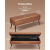 VEVOR Leather Storage Ottoman Bench, PU Leather Bench with Storage and Metal Legs, Modern Shoe Benches Seat for Entryway, Upholstered End of Bed Benches for Living Room, Dining Room, Hallway, Brown