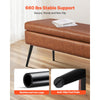 VEVOR Leather Storage Ottoman Bench, PU Leather Bench with Storage and Metal Legs, Modern Shoe Benches Seat for Entryway, Upholstered End of Bed Benches for Living Room, Dining Room, Hallway, Brown