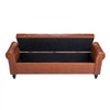 VEVOR Button-Tufted Storage Ottoman Bench, Rolled Arm PU Leather Bench with Solid Wood Legs, Modern Shoe Benches Seat for Entryway, Upholstered End of Bed Benches for Living Room, Dining Room, Brown