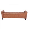 VEVOR Button-Tufted Storage Ottoman Bench, Rolled Arm PU Leather Bench with Solid Wood Legs, Modern Shoe Benches Seat for Entryway, Upholstered End of Bed Benches for Living Room, Dining Room, Brown
