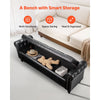 VEVOR Button-Tufted Storage Ottoman Bench, Rolled Arm PU Leather Bench with Solid Wood Legs, Modern Shoe Benches Seat for Entryway, Upholstered End of Bed Benches for Living Room, Dining Room, Black