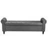VEVOR Button-Tufted Storage Ottoman Bench, Rolled Arm PU Leather Bench with Solid Wood Legs, Modern Shoe Benches Seat for Entryway, Upholstered End of Bed Benches for Living Room, Dining Room, Gray