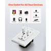 VEVOR USB Wall Outlet, 24 W 15A Tamper Resistant Electrical Outlet with 1 Type C & 1 Type A Ports, 2 Three-prong AC Outlets, Screwless Wall Plate Included, Charging for Multiple Devices, White