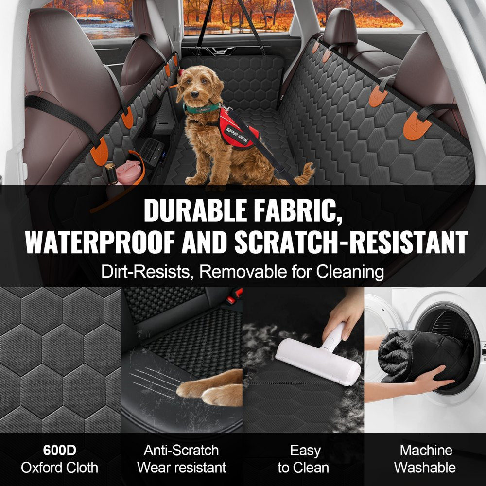VEVOR Back Seat Extender, Dog Car Seat Cover for Back Seat Bed with Mesh Window and Storage Pocket, Supports 350lbs Dog Hammock for Car Dog Car Bed 54"x25.6" for Car, SUV, Truck