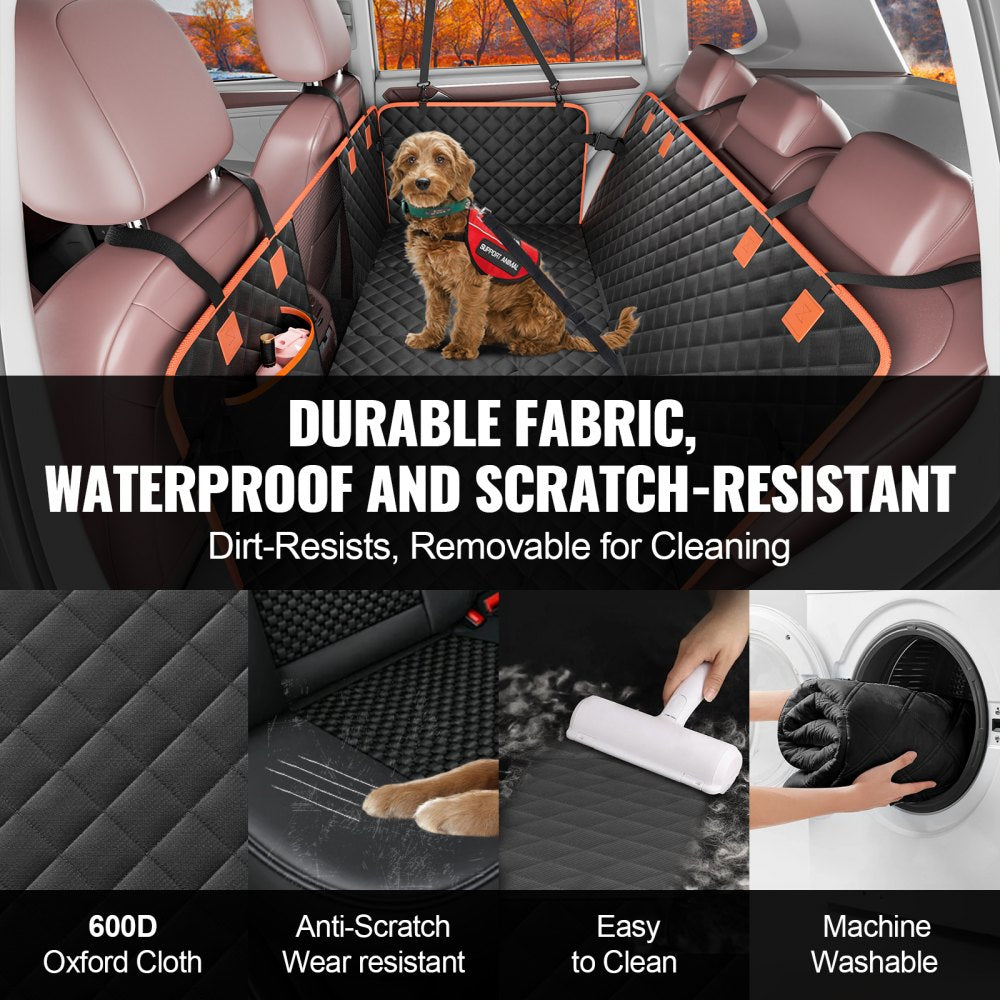 VEVOR Back Seat Extender for Dogs, Dog Hammock for Car Back seat,Dog Car Seat Cover with Hard Bottom Dog Car Seat Bed 51.2"x27.6",Supports 350lb with Mesh Window and Storage Pocket for Car, SUV,Truck