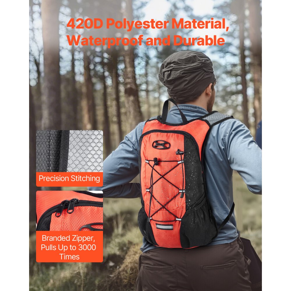 VEVOR Hydration Backpack with 2L TPU Water Bladder, Hydration Pack Backpack, Lightweight Hiking Water Backpack for Men Women, Hydro Water Daypack for Hiking, Running, Cycling, Camping & Rave