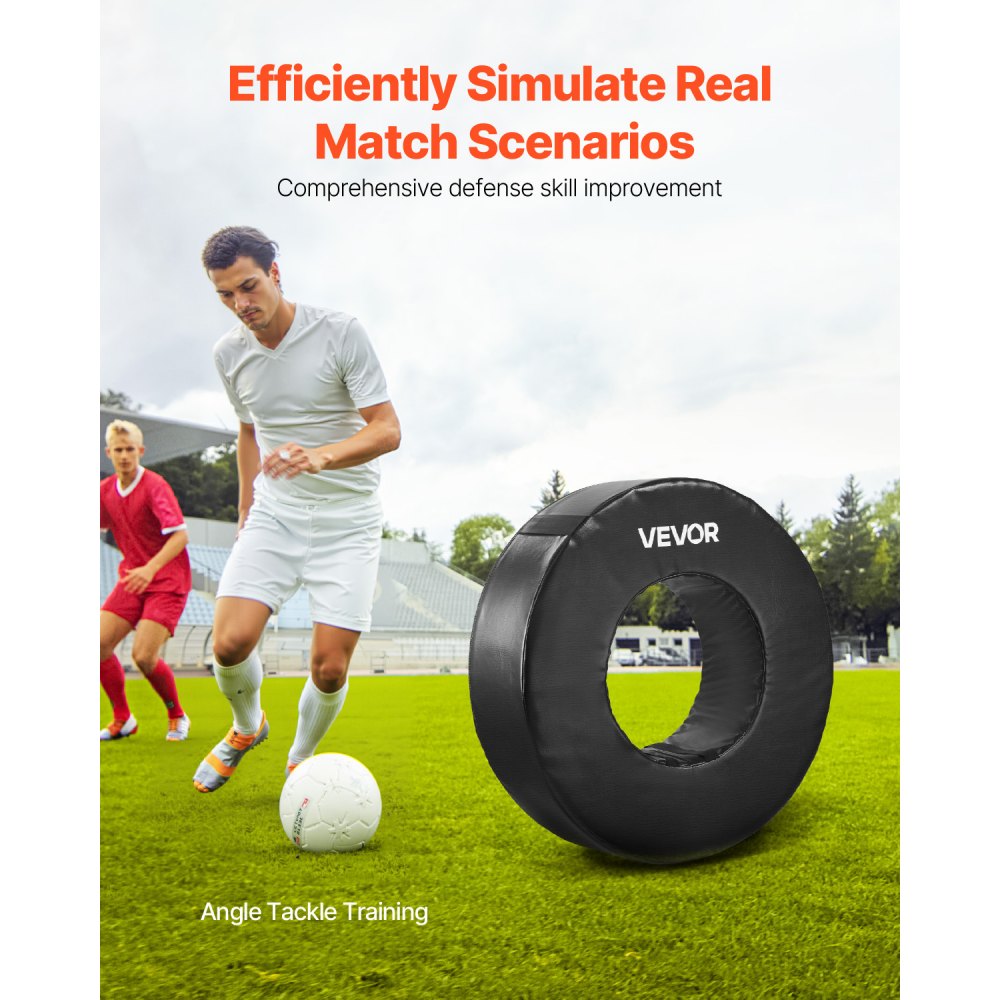 VEVOR Football Tackle Wheel, Football Tackling Dummy, Waterproof PVC and High-Density Sponge Tackle Ring, Dummies Training Equipment with Straps, for Blocking, Hitting Drills and Practice, Black, 1PCS