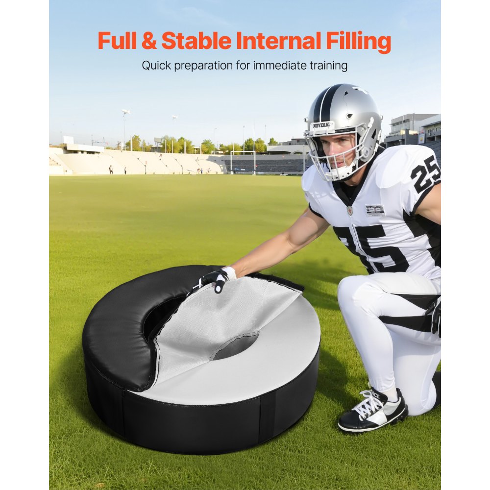 VEVOR Football Tackle Wheel, Football Tackling Dummy, Waterproof PVC and High-Density Sponge Tackle Ring, Dummies Training Equipment with Straps, for Blocking, Hitting Drills and Practice, Black, 1PCS