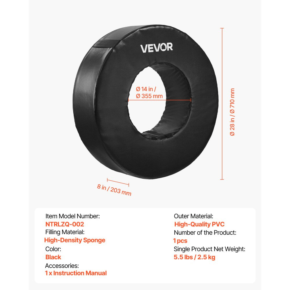 VEVOR Football Tackle Wheel, Football Tackling Dummy, Waterproof PVC and High-Density Sponge Tackle Ring, Dummies Training Equipment with Straps, for Blocking, Hitting Drills and Practice, Black, 1PCS