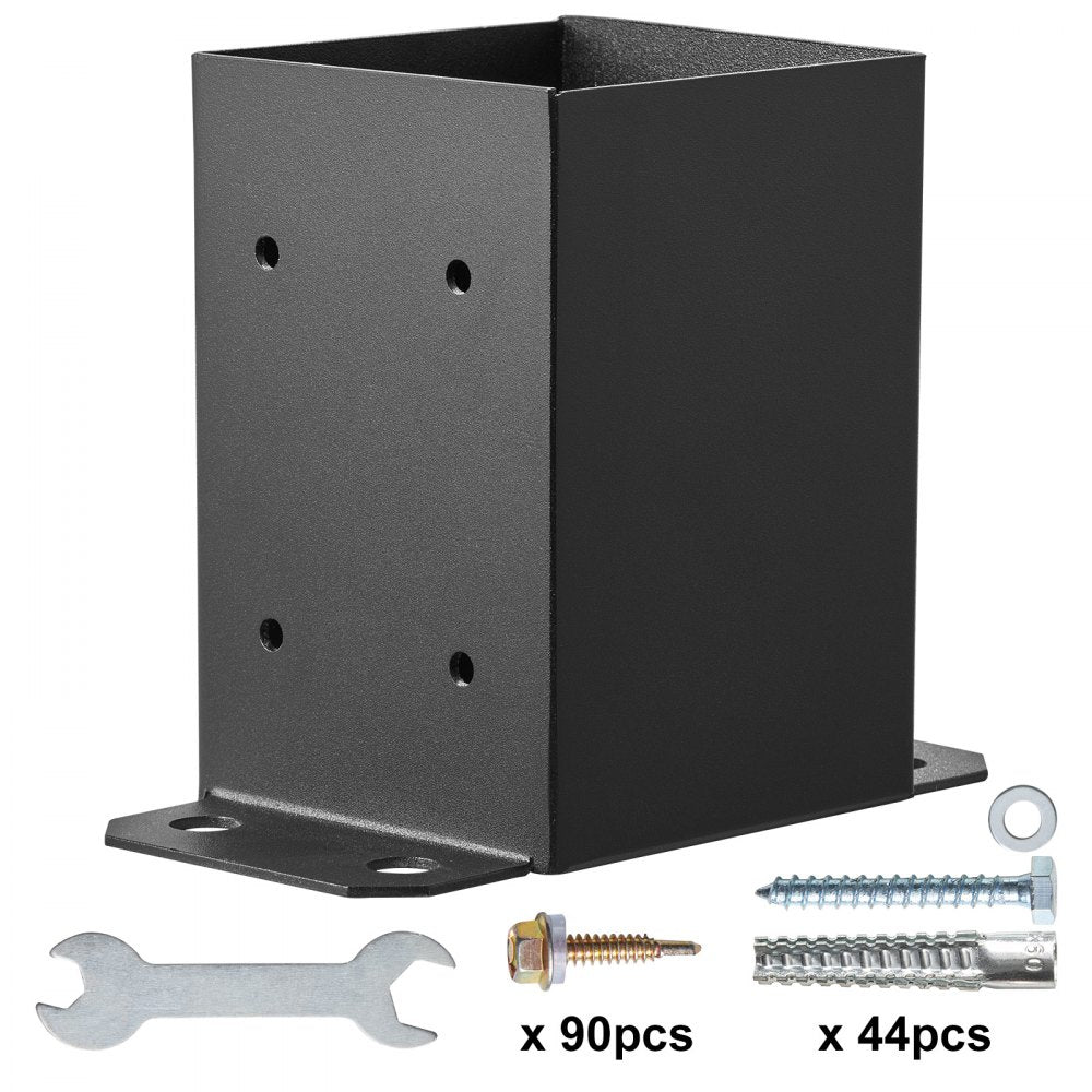 VEVOR 4x4 Post Base 10 Pcs, Inner Size 3.6"x3.6" Post Base Brackets, Heavy Duty Powder-Coated Post Anchor Matte Black Wood Post Brackets for Pavilion Deck Railing Support Deck Base Plate