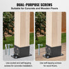 VEVOR 6x6 Post Base 4 Pcs, Inner Size 5.6"x5.6" Post Base Brackets, Heavy Duty Powder-Coated Post Anchor Matte Black Wood Post Brackets for Pavilion Deck Railing Support Deck Base Plate