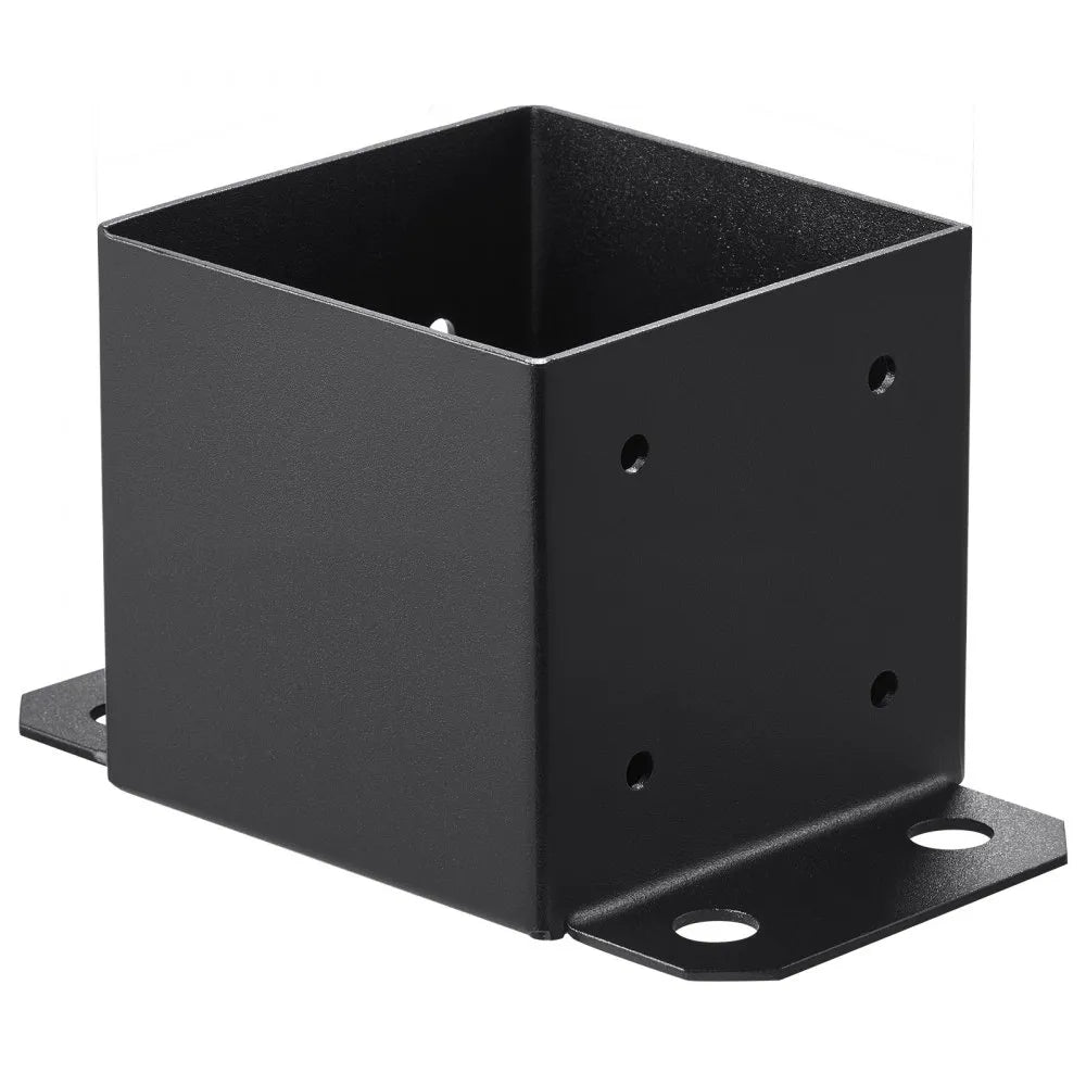 VEVOR 6x6 Post Base 4 Pcs, Inner Size 5.6"x5.6" Post Base Brackets, Heavy Duty Powder-Coated Post Anchor Matte Black Wood Post Brackets for Pavilion Deck Railing Support Deck Base Plate