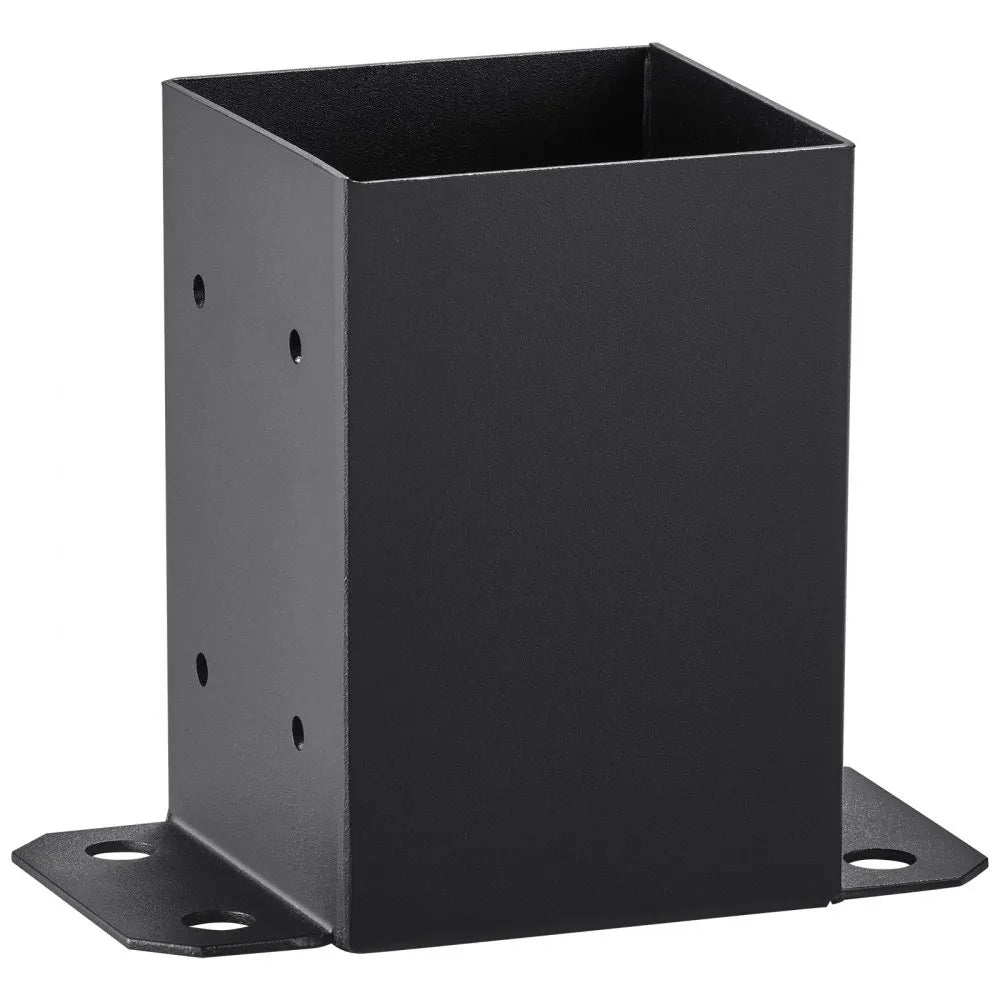 VEVOR 4x4 Post Base 4 Pcs, Inner Size 3.6"x3.6" Post Base Brackets, Heavy Duty Powder-Coated Post Anchor Matte Black Wood Post Brackets for Pavilion Deck Railing Support Deck Base Plate