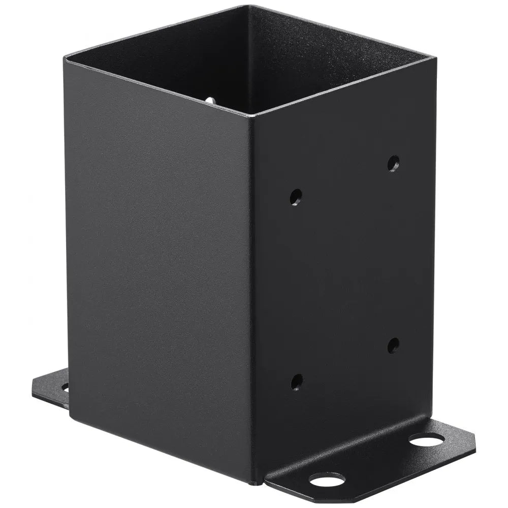 VEVOR 4x4 Post Base 4 Pcs, Inner Size 3.6"x3.6" Post Base Brackets, Heavy Duty Powder-Coated Post Anchor Matte Black Wood Post Brackets for Pavilion Deck Railing Support Deck Base Plate
