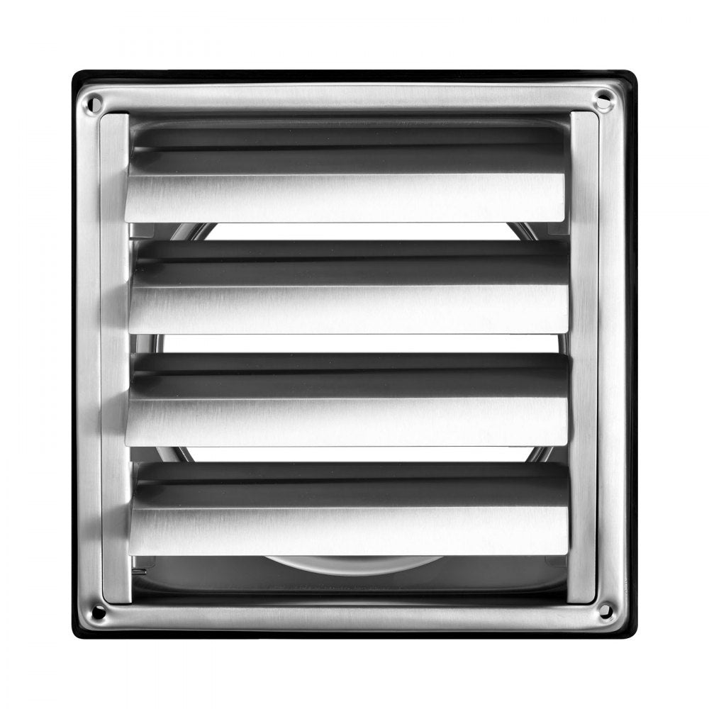 VEVOR 6 inch Wall Vent Cover, Louvered Square AC Vent Gable Cover, Premium Stainless Steel & with Noise Reducing Rubber Gasket, for House,Bathroom,Garage,Kitchen,Basement (1 Pack, Silver)