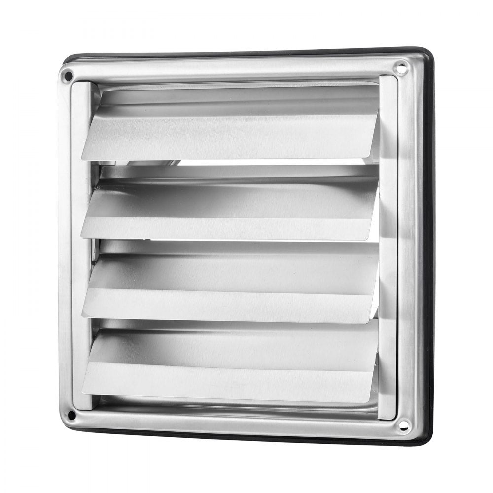 VEVOR 6 inch Wall Vent Cover, Louvered Square AC Vent Gable Cover, Premium Stainless Steel & with Noise Reducing Rubber Gasket, for House,Bathroom,Garage,Kitchen,Basement (1 Pack, Silver)