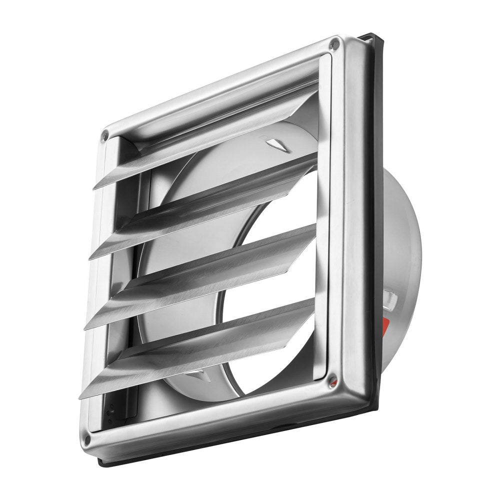VEVOR 4 inch Wall Vent Cover, Louvered Square AC Vent Gable Cover, Premium Stainless Steel & with Noise Reducing Rubber Gasket, for House,Bathroom,Garage,Kitchen,Basement (1 Pack, Silver)