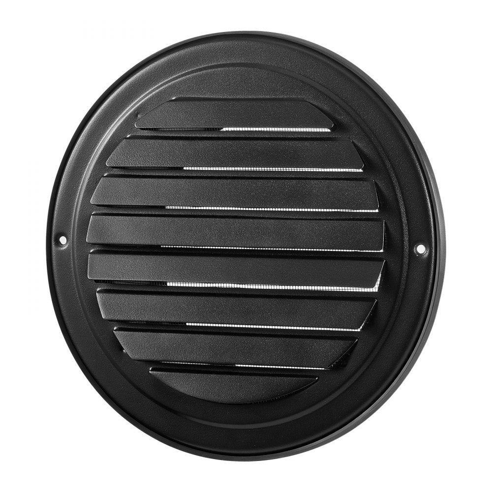 VEVOR 6 inch Wall Vent Cover, Louvered Round AC Vent Gable Cover, Premium Stainless Steel & with Built-in a Protection Screen, for House,Bathroom,Garage,Kitchen,Basement (2 Pack, Black)