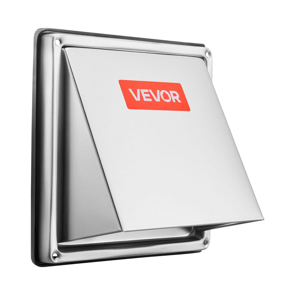 VEVOR 4 inch External Extractor Wall Vent Cover, Square AC Vent Gable Cover, Premium Stainless Steel & with Built-in a Protection Screen, for House,Bathroom,Garage,Kitchen,Basement (1 Pack, Silver)