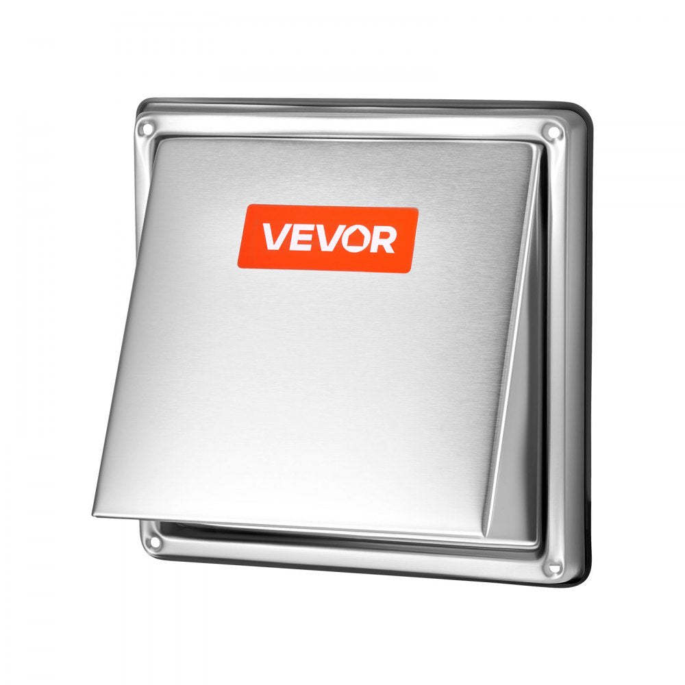 VEVOR 4 inch External Extractor Wall Vent Cover, Square AC Vent Gable Cover, Premium Stainless Steel & with Built-in a Protection Screen, for House,Bathroom,Garage,Kitchen,Basement (1 Pack, Silver)