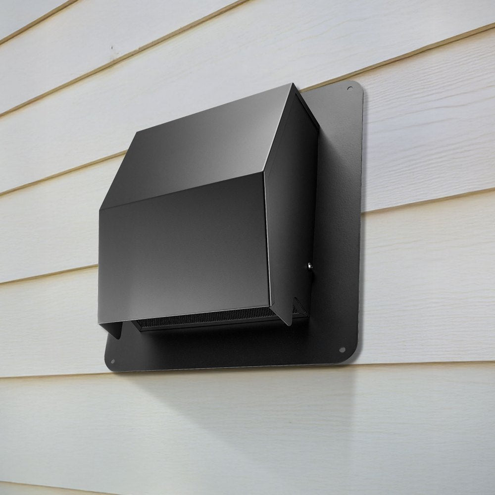 VEVOR 6 inch Hooded Wall Vent Cover, Square AC Vent Gable Cover, Premium SPCC Steel & with Built-in a Protection Screen, for Roofs,Walls,Outside Duct Exhaust Outlets (1 Pack, Black)