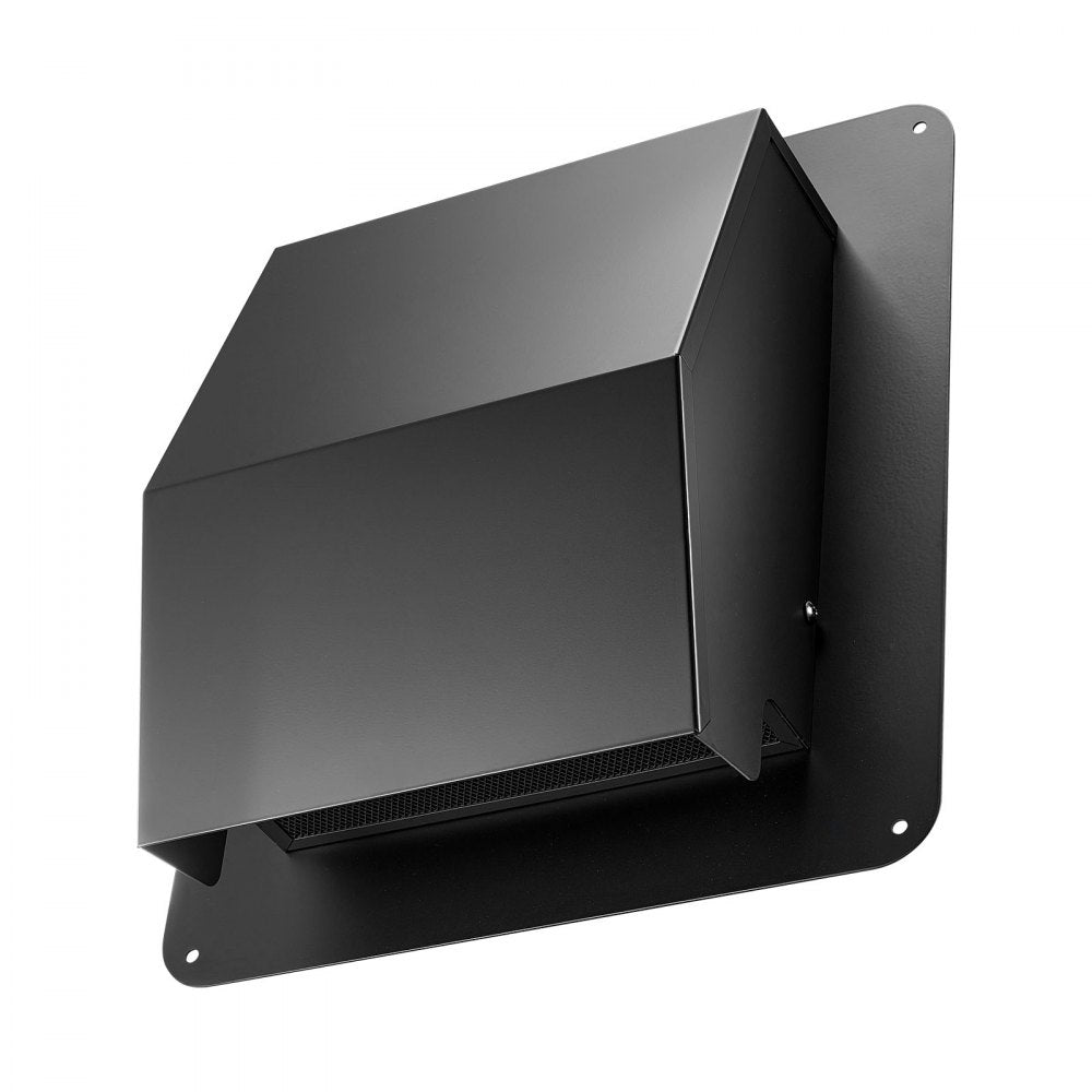 VEVOR 6 inch Hooded Wall Vent Cover, Square AC Vent Gable Cover, Premium SPCC Steel & with Built-in a Protection Screen, for Roofs,Walls,Outside Duct Exhaust Outlets (1 Pack, Black)